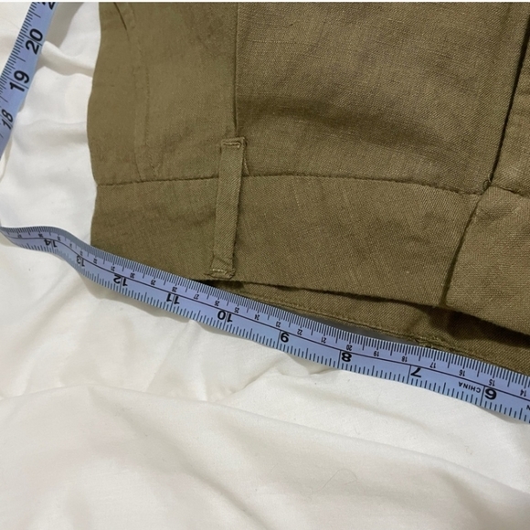 Oak + Fort Linen High-Rise Trouser Pants Olive Neutral Basic - Picture 6 of 9